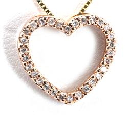 Genuine 0.12Ctw White Diamond Heart Necklace 14K Rose Gold 16" 0.78G
