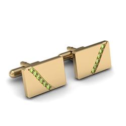 Genuine 0.60 ctw Peridot Cufflink 14kt W/Y Gold 5.44g