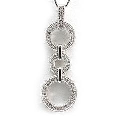 Genuine 0.18 Ctw White Diamond 3 Circles Necklace 14K White Gold 16" 2.28G