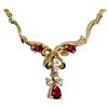 Image 1 : Genuine Diamond and Ruby Fashion Necklace 14k Yellow Gold, 7.5g