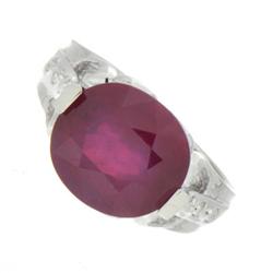 Genuine  Ruby 8.10 ctw & Diamond Ring 10KT Gold 7.25