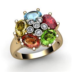 Genuine  2.73 ctw 10kt Multi-Color Precious Stone & Diamond Ring