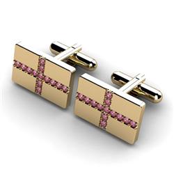 Genuine 1.30 ctw Garnet Cufflink 14kt W/Y Gold 5.44g