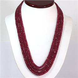 Natural Ruby Necklace 4 Rows Round Cut 588.50 total ctw L-4