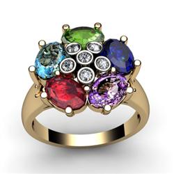 Genuine  2.9 ctw 14kt Multi-Color Precious Stone & Diamond Ring