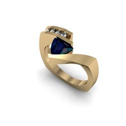Genuine 0.82 ctw Sapphire Trillion & Diamond Ring 14kt White or Yellow Gold 6.584g