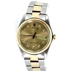 Used Rolex Oyster Perpetual for Men with Diamond Dial Multi-Tone 14k Gold S/N 78353-14