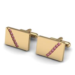 Genuine 0.6 ctw Garnet Cufflink 14kt W/Y Gold 5.44g