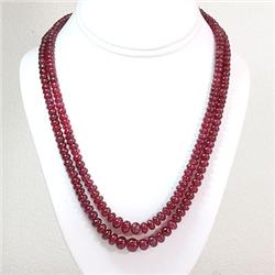 Natural Ruby Necklace 2 Rows Round Cut 434.40 total ctw L-2