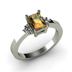 Genuine 0.61 ctw Citrine & Diamond Ring 10kt White or Yellow Gold 4.04g