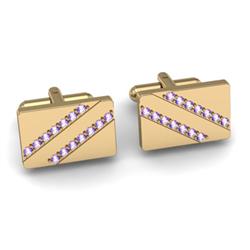 Genuine 1.12 ctw Amethyst Cufflink 14kt W/Y Gold 5.44g