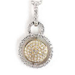 Genuine 0.32 Ctw White Diamond Double Raw Circle Necklace 14K White Gold 16" 2.58G
