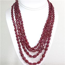 Natural Ruby Necklace 4 Rows Oval Cut 743.65 total ctw L-4