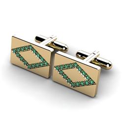 Genuine 1.28 ctw Emerald Cufflink 14kt W/Y Gold 5.44g
