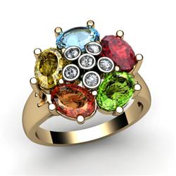 Genuine  2.85 ctw 10kt Multi-Color Precious Stone & Diamond Ring