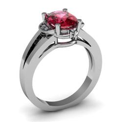 Genuine 1.46 ctw Garnet & Diamond Ring White or Yellow Gold 14kt 5.30g