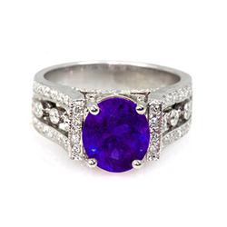 Genuine 4.14 Ctw Tanzanite (Zoisite)Ring 14Kt White Or Yellow  Gold