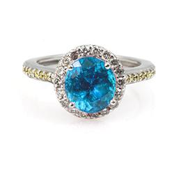 Genuine 1.85 Ctw Aqua Marine Ring 14Kt White Or Yellow  Gold
