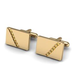 Genuine 0.48 ctw Citrine Cufflink 14kt W/Y Gold 5.44g