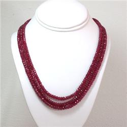 Natural Ruby Necklace 3 Rows Round Cut 359.05 total ctw L-3