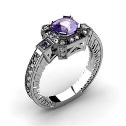 Genuine 1.68 ctw Tanzanite Cushion Engrave & Diamond Ring 14kt White or Yellow Gold 6.02g