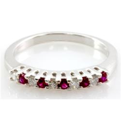 Genuine 0.36 ctw Ruby & Diamond Ring 14kt W/Y Gold 2.84g RS 7.25