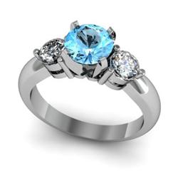 Genuine 1.70 ctw Topaz & Diamond Ring White or Yellow Gold 14kt 4.25g