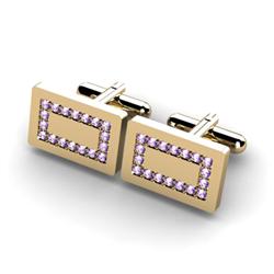 Genuine 1.44 ctw Amethyst Cufflink 14kt W/Y Gold 5.44g