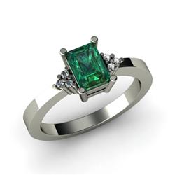 Genuine 0.66 ctw Emerald & Diamond Ring 14kt White or Yellow Gold 4.47g