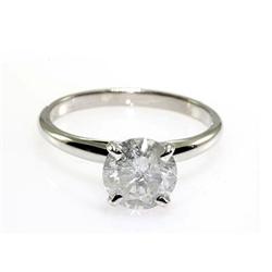 Solitaire Ring Round Diamond 1.72ctw 14k White Gold 2.20 grams