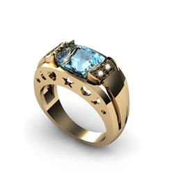 Genuine 3.05 ctw Aqua Marine & Diamond Ring White or Yellow Gold 10kt 5.3g