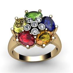 Genuine  2.93 ctw 10kt Multi-Color Precious Stone & Diamond Ring