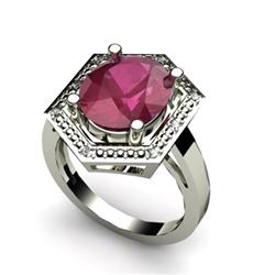 Genuine 6.08 ctw Ruby & Diamond Ring White or Yellow Gold 10kt 4.3g