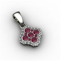 Genuine 0.59 ctw Ruby & Diamond Pendant 14kt W/Y Gold 14kt 2.75g