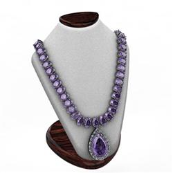 Genuine 40.66 ctwTanzanite Necklace 14kt White or Yellow Gold 14kt 36.5g