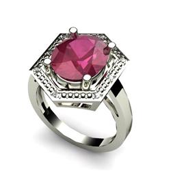 Genuine 6.08 ctw Ruby & Diamond Ring White or Yellow Gold 14kt 4.3g