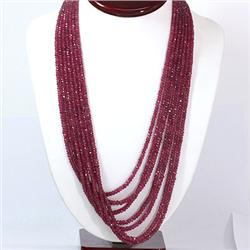 Natural Ruby Necklace 7 Rows Round Cut 611.80 total ctw L-7