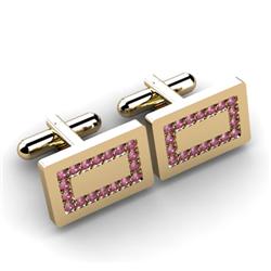 Genuine 1.80 ctw Garnet Cufflink 14kt W/Y Gold 5.44g