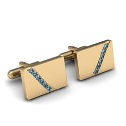 Genuine 0.48ctw Topaz Cufflink 14kt W/Y Gold 5.44g