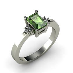 Genuine 0.66 ctw Green Tourmaline & Diamond Ring 10kt White or Yellow Gold 4.04g