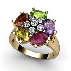 Genuine  2.73 ctw 14kt Multi-Color Precious Stone & Diamond Ring