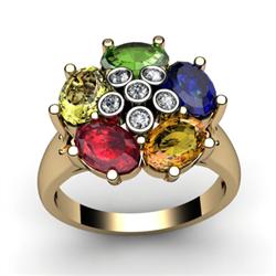 Genuine  2.93 ctw 14kt Multi-Color Precious Stone & Diamond Ring