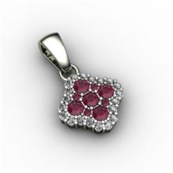 Genuine 0.59 ctw Ruby & Diamond Pendant 10kt W/Y Gold 10kt 2.5g