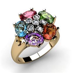 Genuine  2.85 ctw 14kt Multi-Color Precious Stone & Diamond Ring