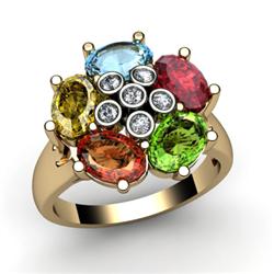 Genuine  2.85 ctw 14kt Multi-Color Precious Stone & Diamond Ring
