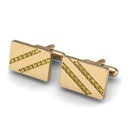 Genuine 1.40 ctw Yellow Sapphire Cufflink 14kt W/Y Gold 5.44g