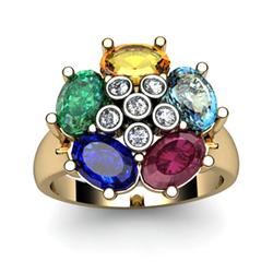 Genuine  2.92 ctw 10kt Multi-Color Precious Stone & Diamond Ring