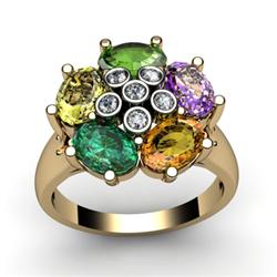 Genuine  2.73 ctw 10kt Multi-Color Precious Stone & Diamond Ring
