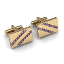 Genuine 1.60 ctw Tanzanite Cufflink 14kt W/Y Gold 5.44g