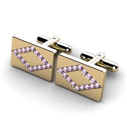 Genuine 1.28 ctw Amethyst Cufflink 14kt W/Y Gold 5.44g